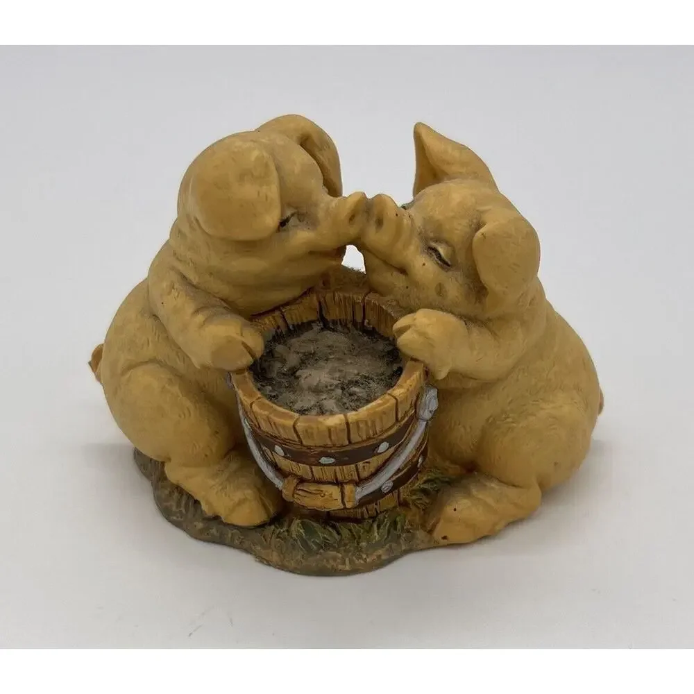 Pigs Over a Bucket by Russ Berrie 1987 Resin #14138 2